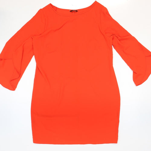 F&F Womens Orange Polyester Mini Size 14 Round Neck Pullover