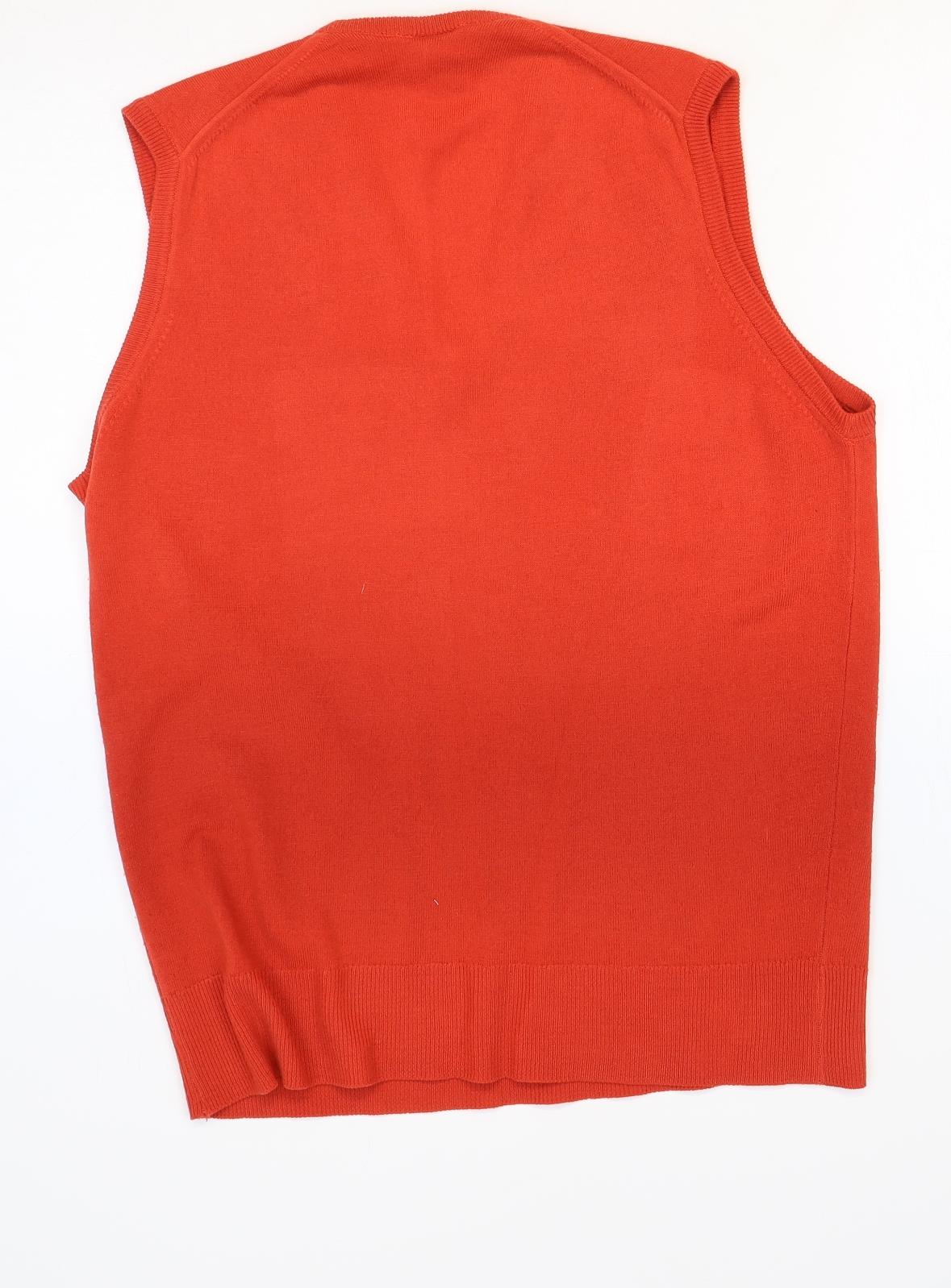 Clifton Mens Red V-Neck Acrylic Vest Jumper Size M