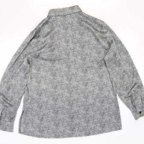 Basler Womens Grey Geometric Polyester Basic Button-Up Size 44 V-Neck