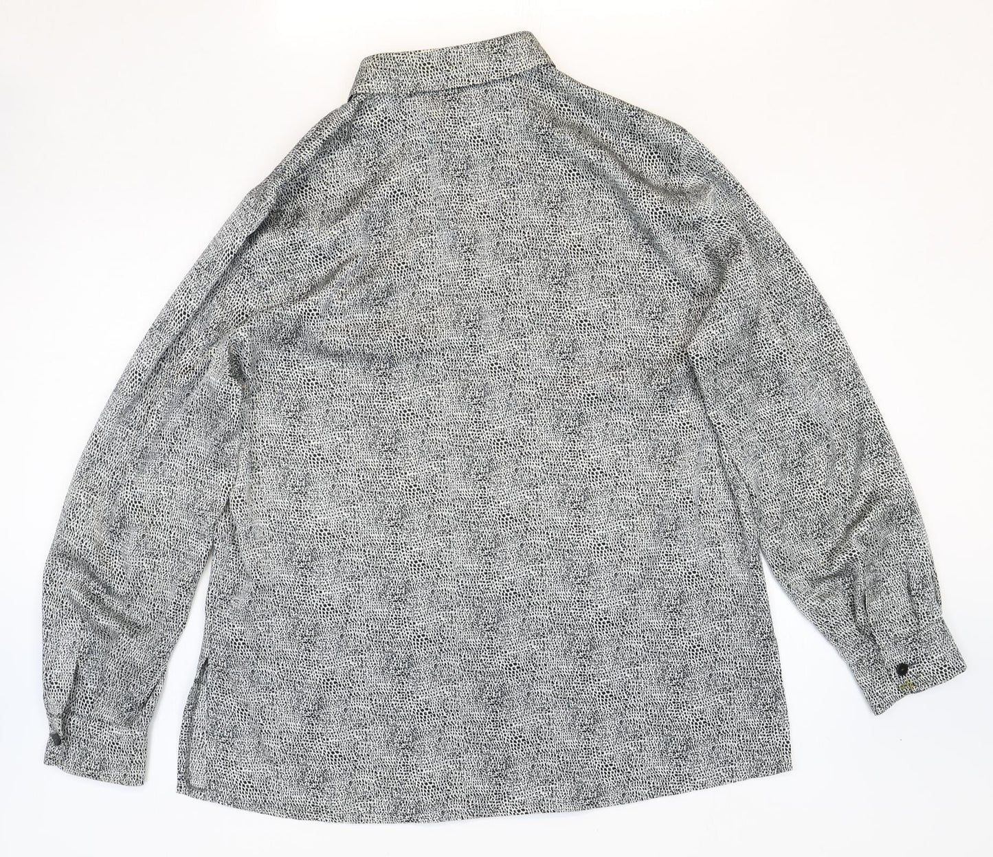 Basler Womens Grey Geometric Polyester Basic Button-Up Size 44 V-Neck