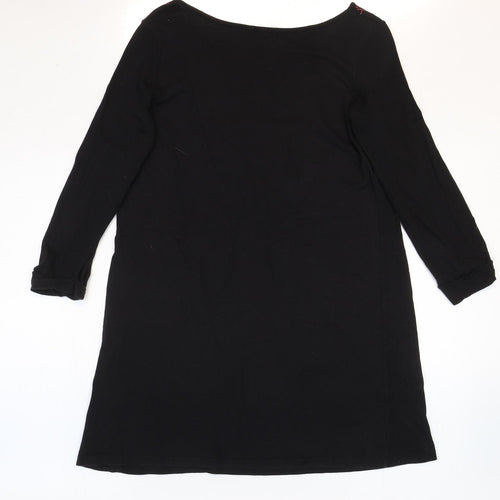 R Edition Womens Black Cotton Basic Blouse Size 6 Boat Neck - Size:6/8