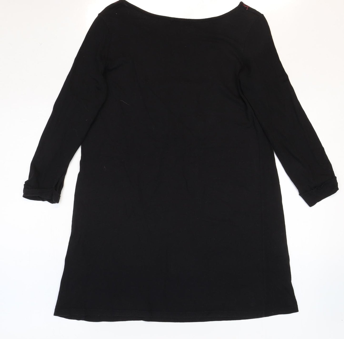 R Edition Womens Black Cotton Basic Blouse Size 6 Boat Neck - Size:6/8