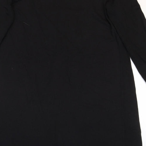 R Edition Womens Black Cotton Basic Blouse Size 6 Boat Neck - Size:6/8