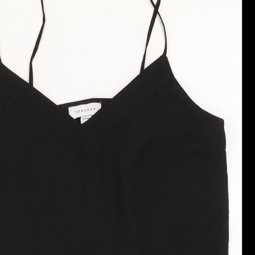 Topshop Womens Black Polyester Basic Tank Size 8 V-Neck