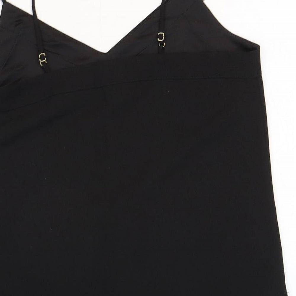 Topshop Womens Black Polyester Basic Tank Size 8 V-Neck