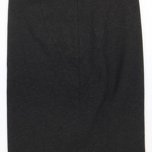 John Lewis Womens Black Viscose Straight & Pencil Skirt Size 8 Zip