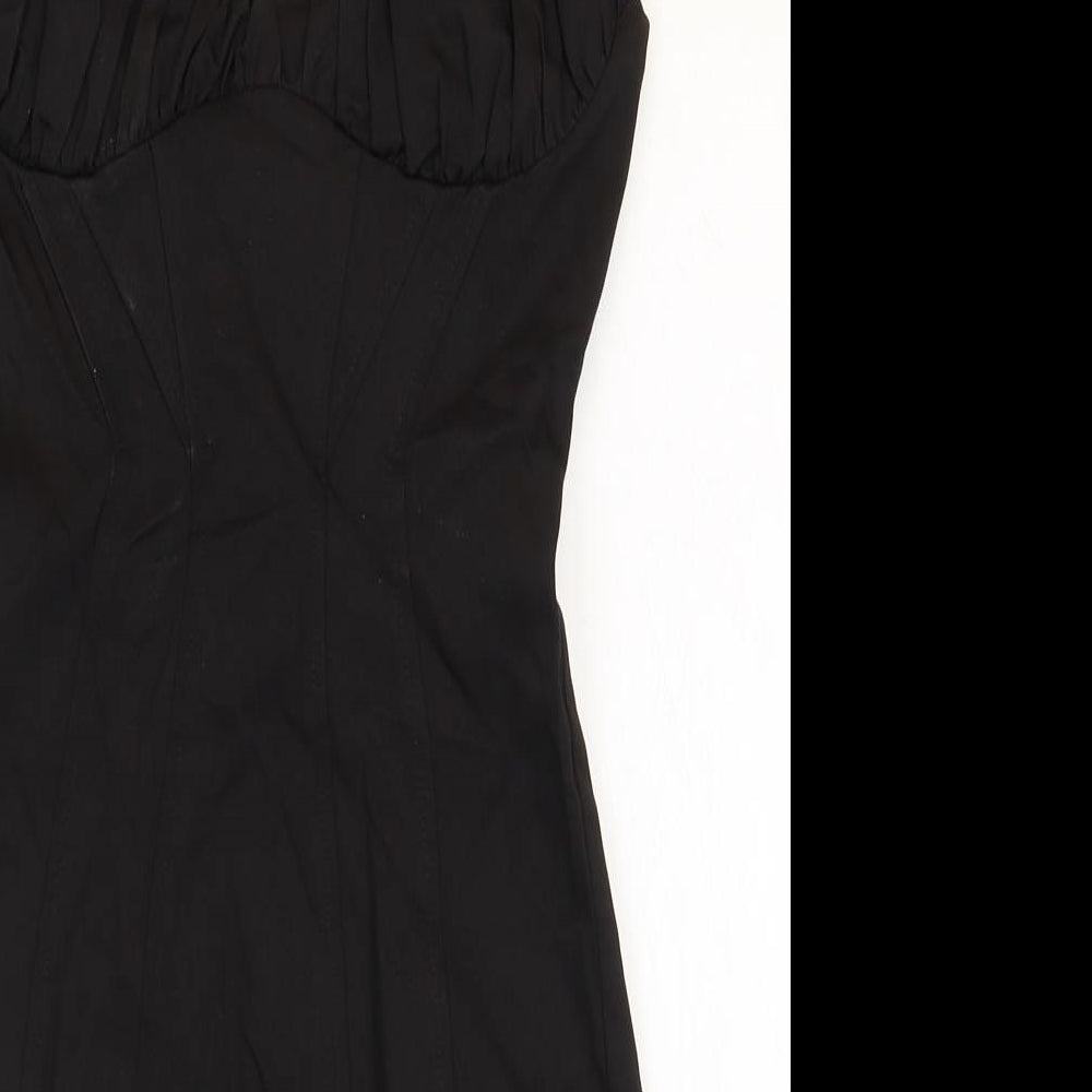 Zara Womens Black Cotton Slip Dress Size XS Sweetheart Zip