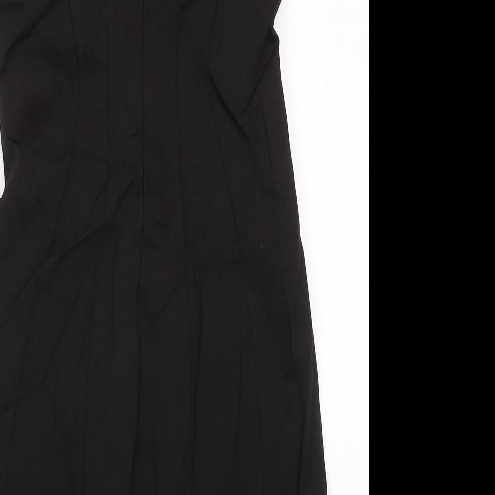 Zara Womens Black Cotton Slip Dress Size XS Sweetheart Zip