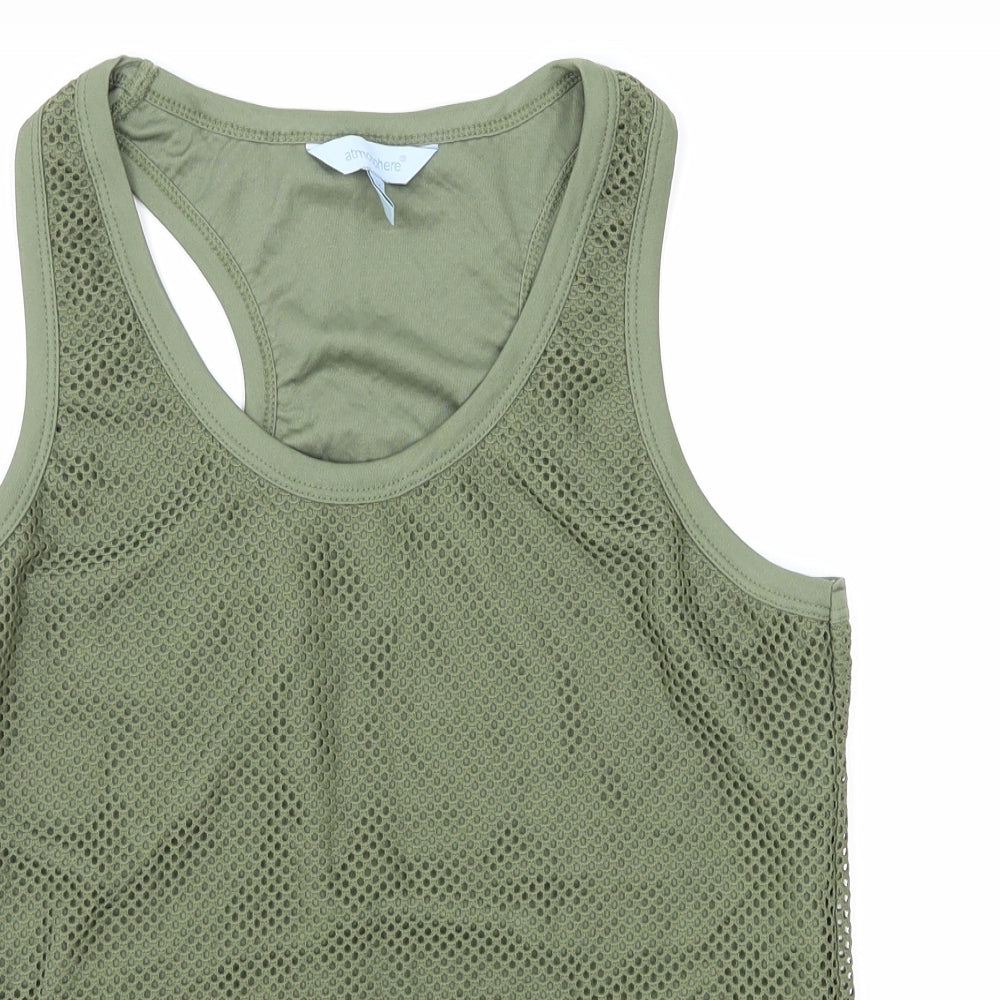 Atmosphere Womens Green Polyester Basic Tank Size 16 Scoop Neck Pullover - Fishnet Racerback
