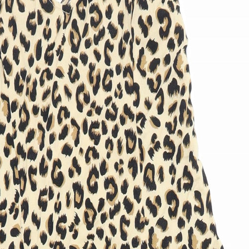 H&M Womens Brown Animal Print Viscose Tank Dress Size S V-Neck Pullover - Leopard Pattern