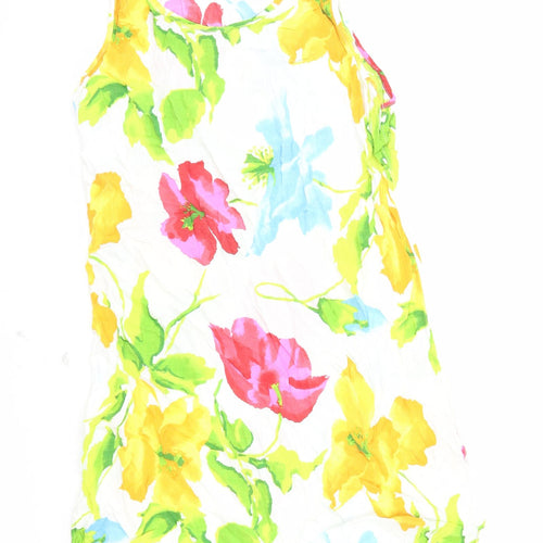 Marks and Spencer Womens White Floral Viscose Tank Dress Size 40 Round Neck Pullover