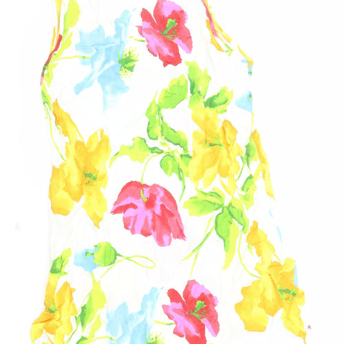 Marks and Spencer Womens White Floral Viscose Tank Dress Size 40 Round Neck Pullover