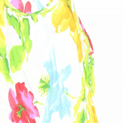 Marks and Spencer Womens White Floral Viscose Tank Dress Size 40 Round Neck Pullover