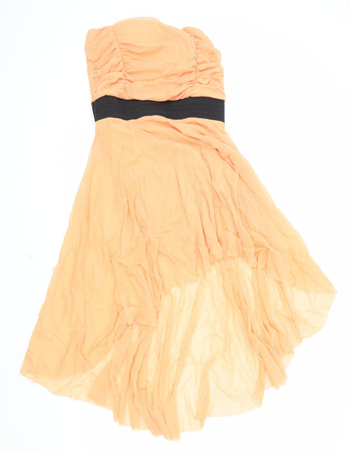 ISL Barcelona Womens Orange Polyester Ball Gown Size S Off the Shoulder Pullover