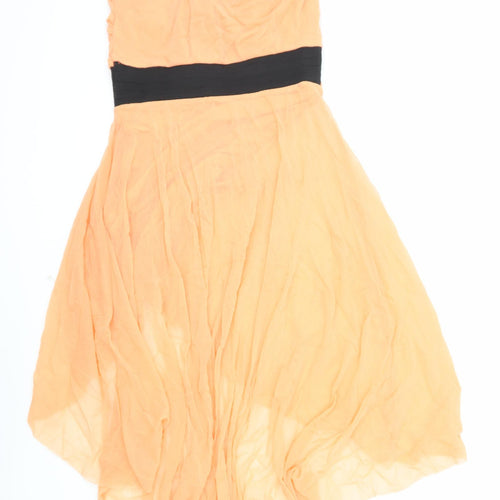 ISL Barcelona Womens Orange Polyester Ball Gown Size S Off the Shoulder Pullover