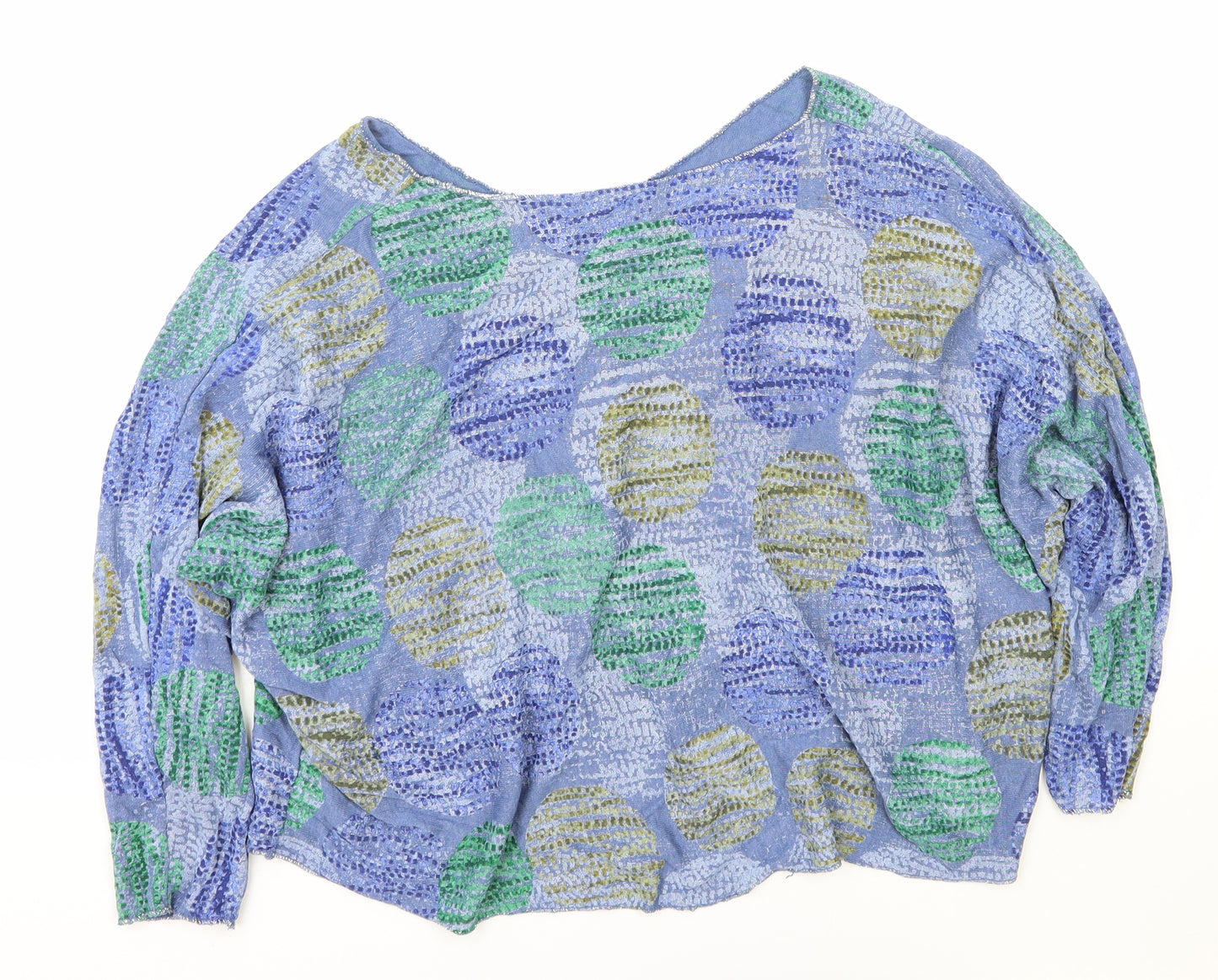 Preworn Womens Blue Polka Dot Polyester Basic Blouse One Size V-Neck