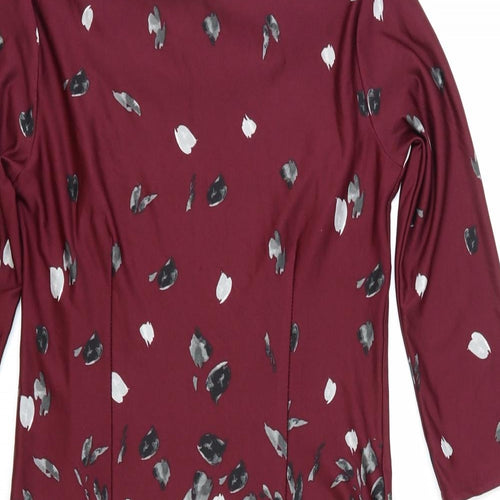 Primark Womens Red Floral Polyester A-Line Size 8 Boat Neck Pullover
