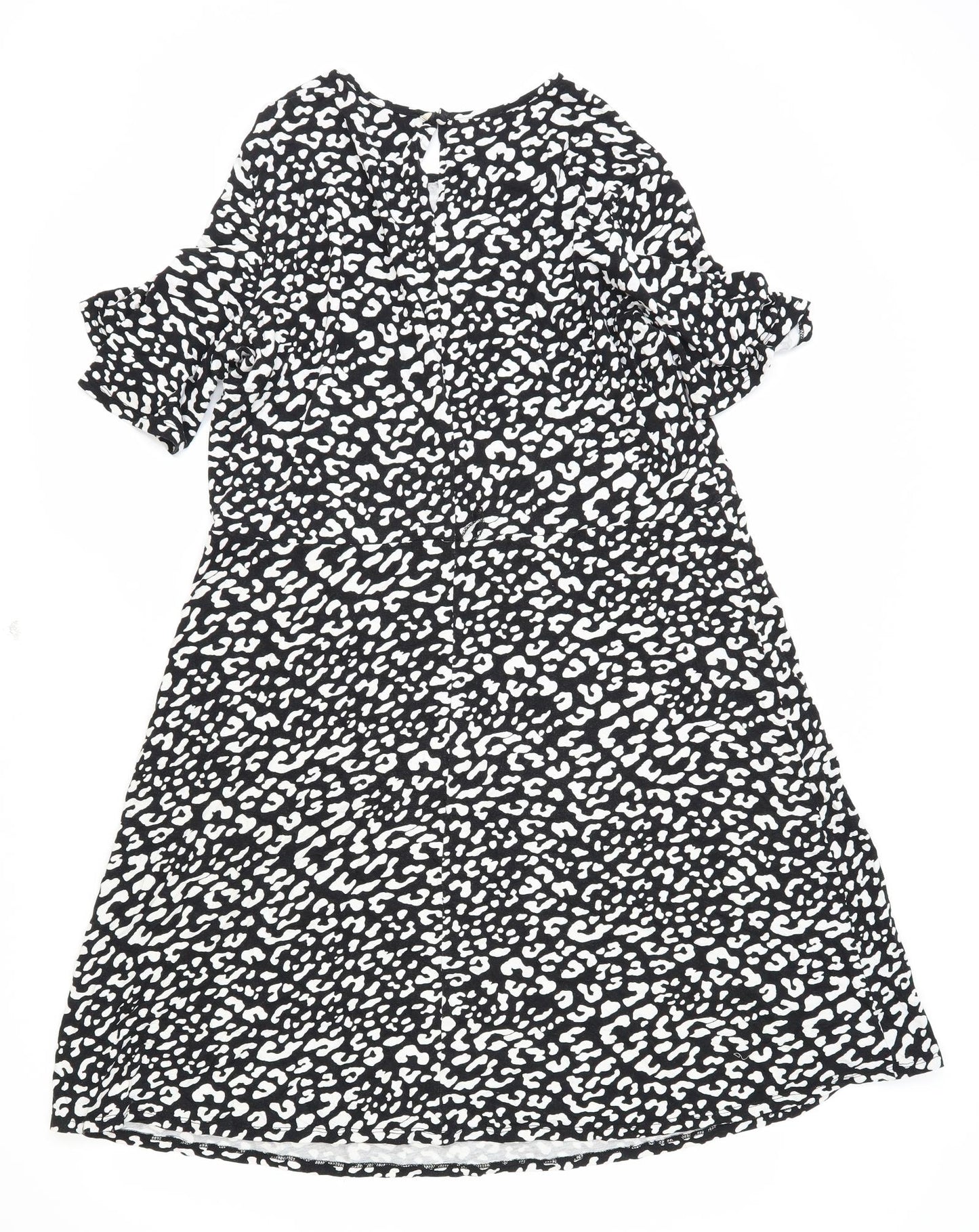 Very Womens Black Animal Print Viscose Trapeze & Swing Size 20 Round Neck Pullover - Leopard Pattern