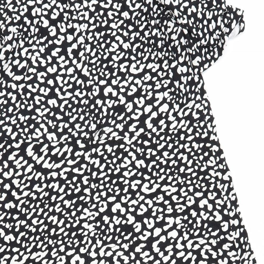 Very Womens Black Animal Print Viscose Trapeze & Swing Size 20 Round Neck Pullover - Leopard Pattern
