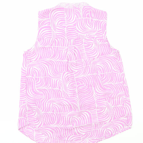 Marks and Spencer Womens Pink Geometric Polyester Basic Blouse Size 6 V-Neck