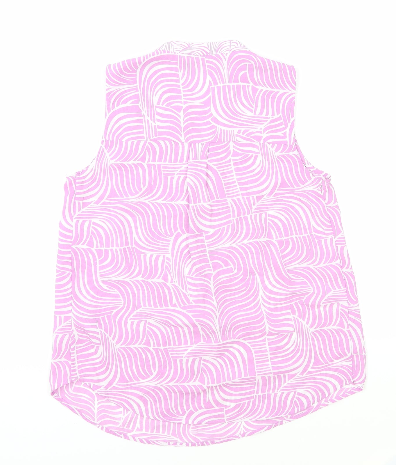 Marks and Spencer Womens Pink Geometric Polyester Basic Blouse Size 6 V-Neck