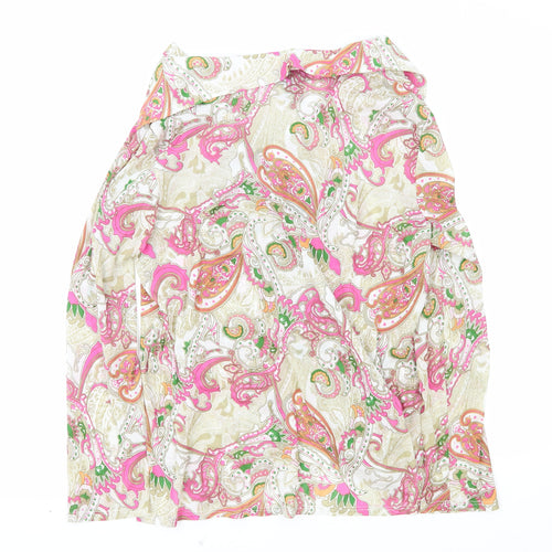 Attitudes Womens Pink Paisley Polyester Basic Blouse Size L V-Neck