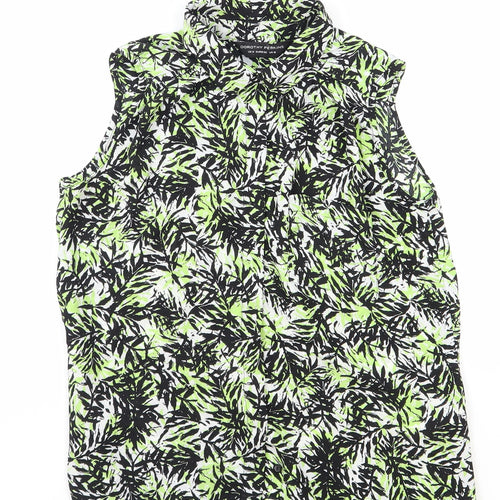 Dorothy Perkins Womens Green Geometric Viscose Basic Blouse Size 10 Collared - Leaf Print