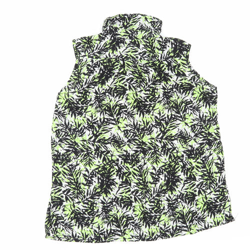 Dorothy Perkins Womens Green Geometric Viscose Basic Blouse Size 10 Collared - Leaf Print