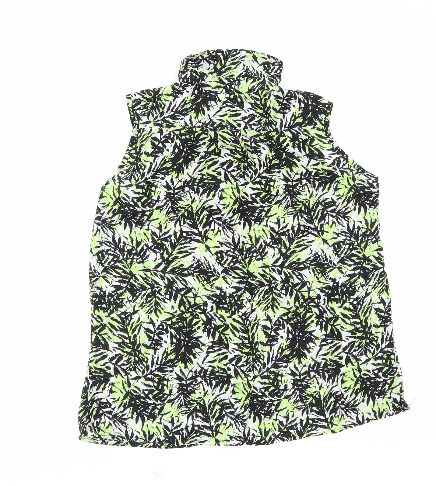 Dorothy Perkins Womens Green Geometric Viscose Basic Blouse Size 10 Collared - Leaf Print