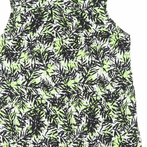 Dorothy Perkins Womens Green Geometric Viscose Basic Blouse Size 10 Collared - Leaf Print