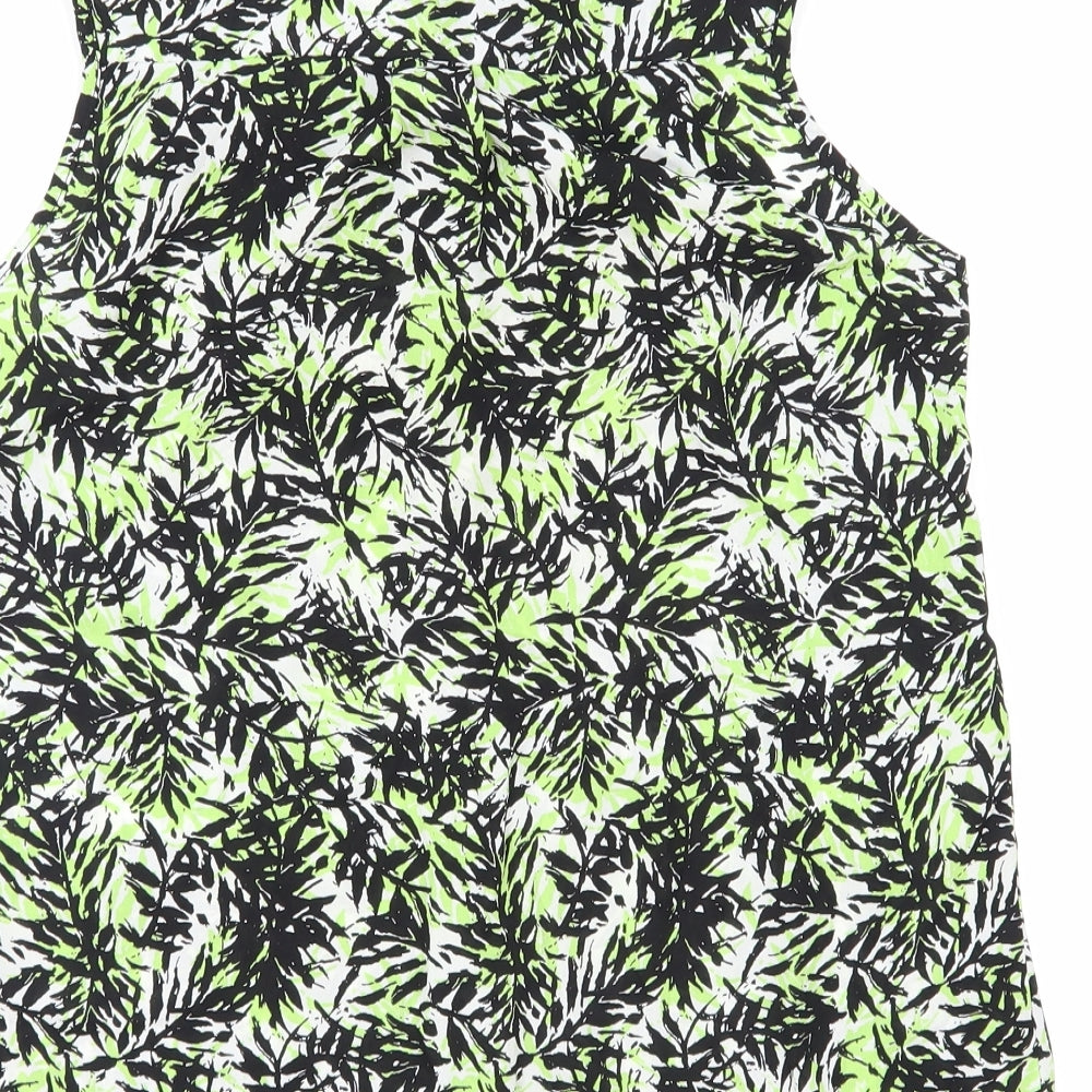 Dorothy Perkins Womens Green Geometric Viscose Basic Blouse Size 10 Collared - Leaf Print