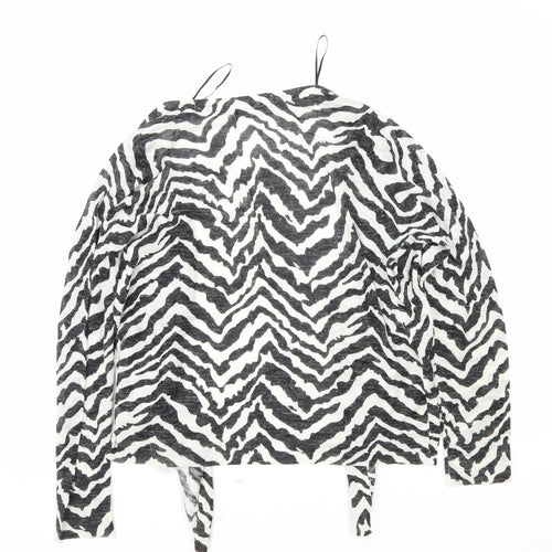 Marks and Spencer Womens White V-Neck Animal Print Acrylic Cardigan Jumper Size 14