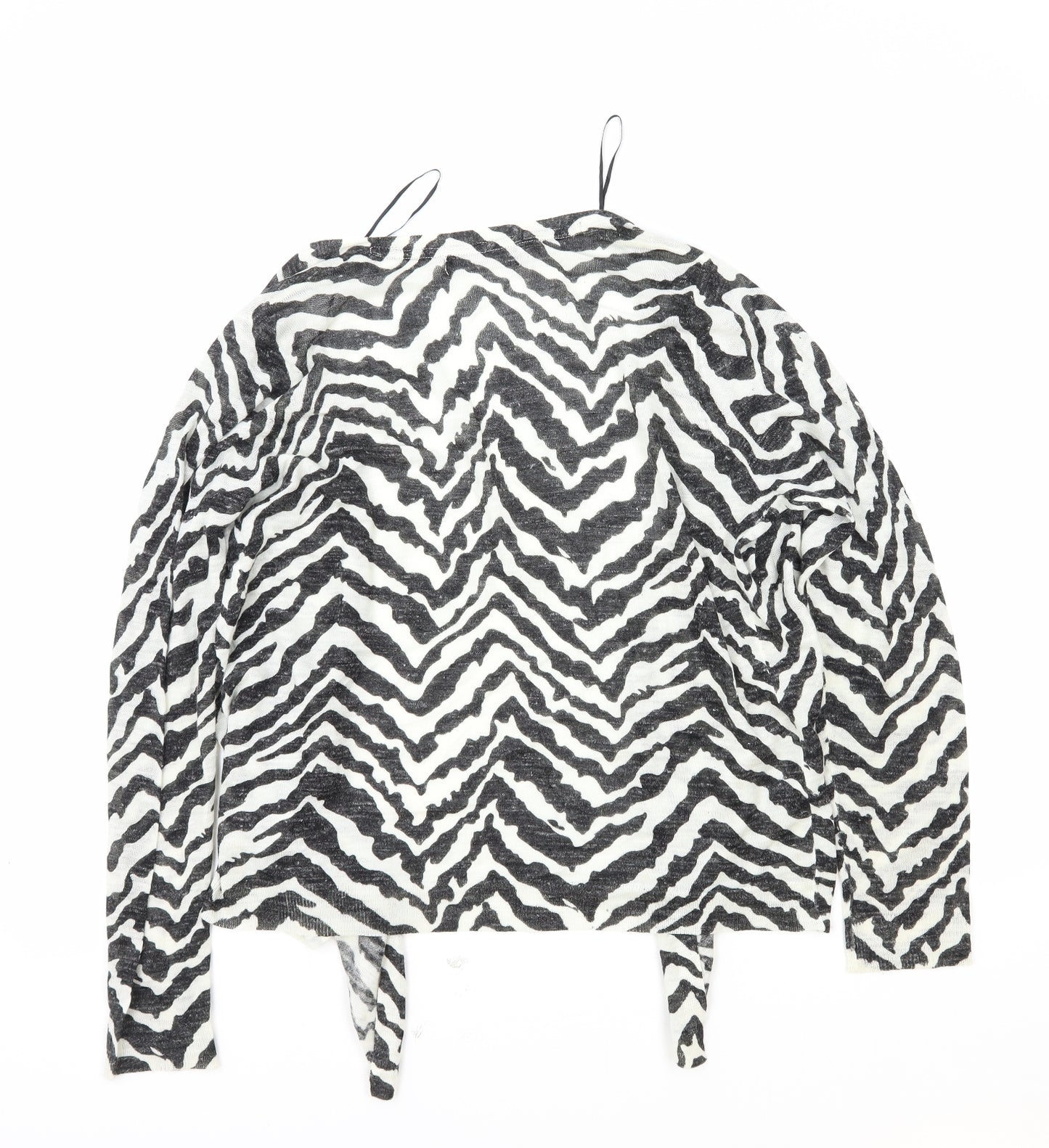 Marks and Spencer Womens White V-Neck Animal Print Acrylic Cardigan Jumper Size 14