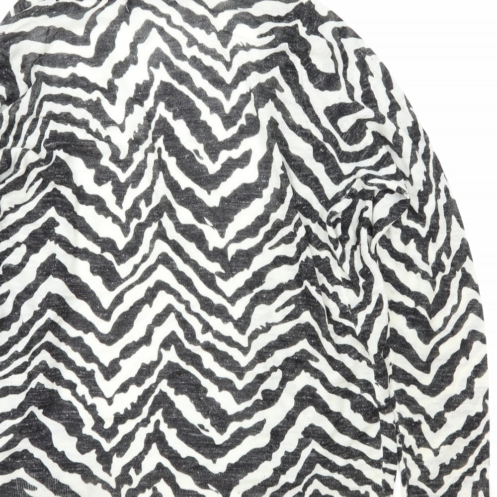 Marks and Spencer Womens White V-Neck Animal Print Acrylic Cardigan Jumper Size 14