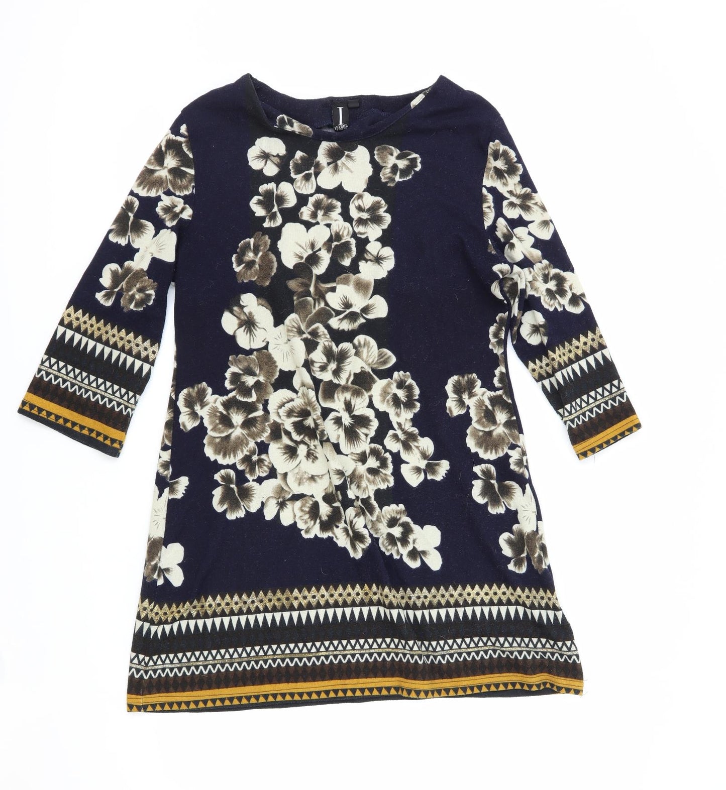 Izabel Womens Multicoloured Floral Polyester A-Line Size 16 Boat Neck Pullover