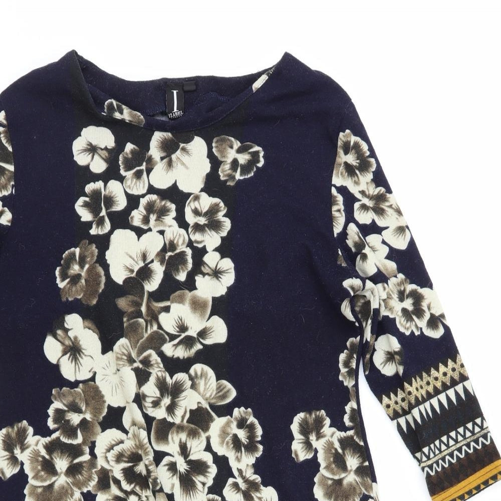 Izabel Womens Multicoloured Floral Polyester A-Line Size 16 Boat Neck Pullover