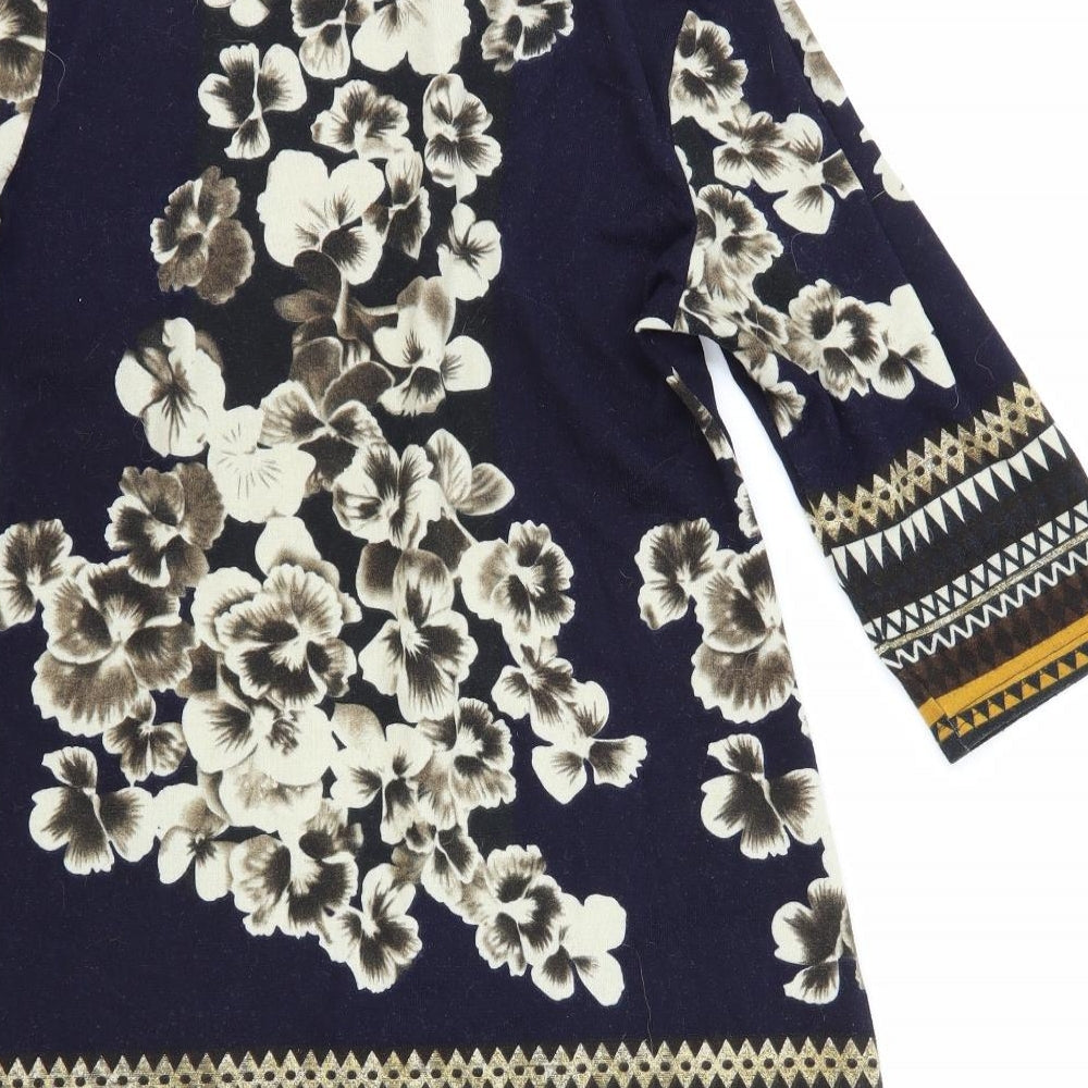 Izabel Womens Multicoloured Floral Polyester A-Line Size 16 Boat Neck Pullover