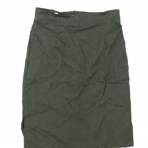 Preworn Womens Green Elastane Straight & Pencil Skirt Size 14 Zip