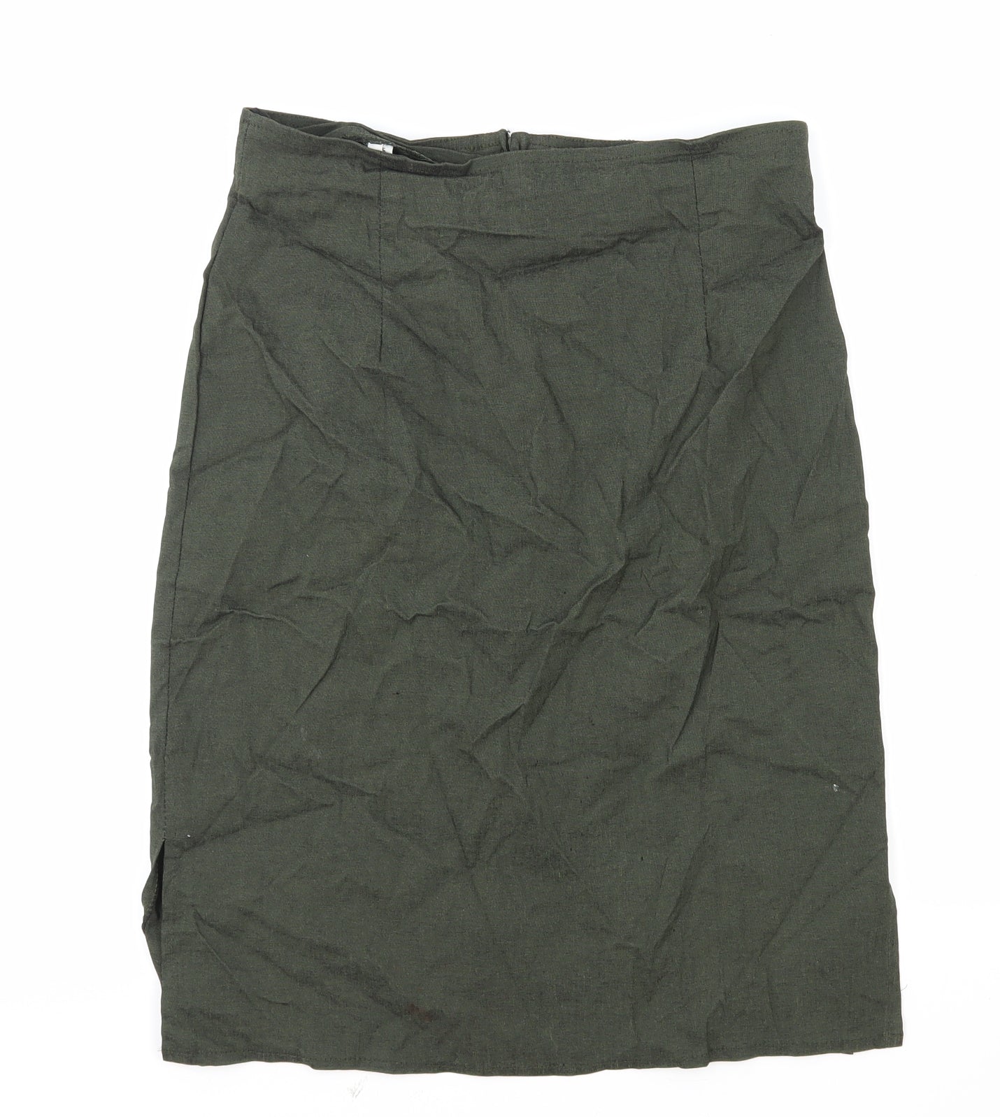 Preworn Womens Green Elastane Straight & Pencil Skirt Size 14 Zip