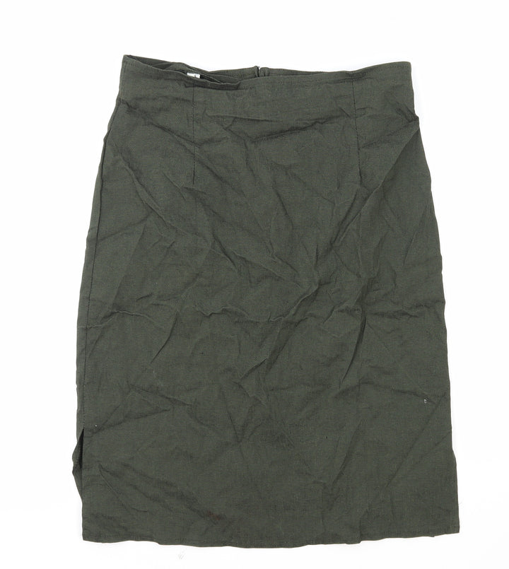 Preworn Womens Green Elastane Straight & Pencil Skirt Size 14 Zip