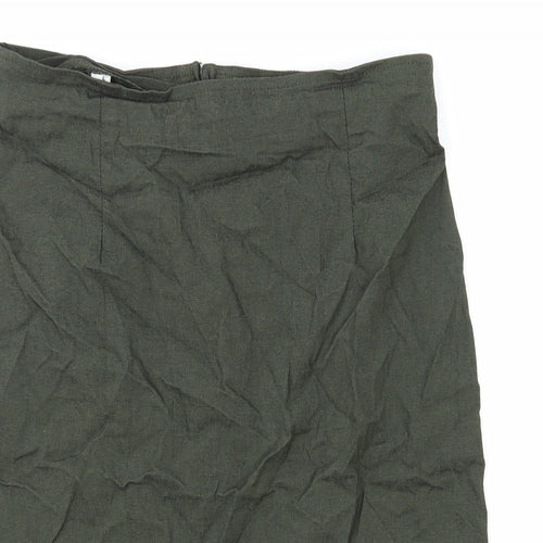 Preworn Womens Green Elastane Straight & Pencil Skirt Size 14 Zip