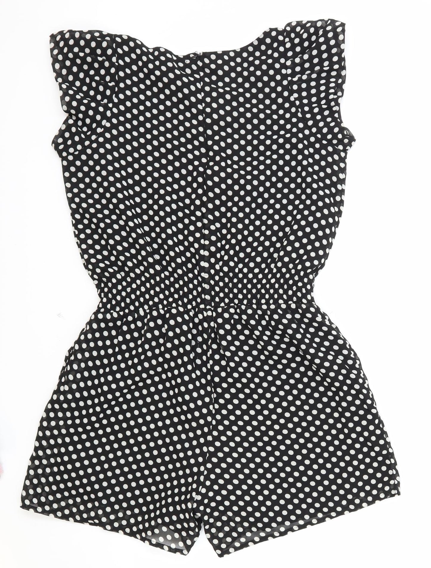 Pinky Womens Black Polka Dot Polyester Playsuit One-Piece Size L Zip