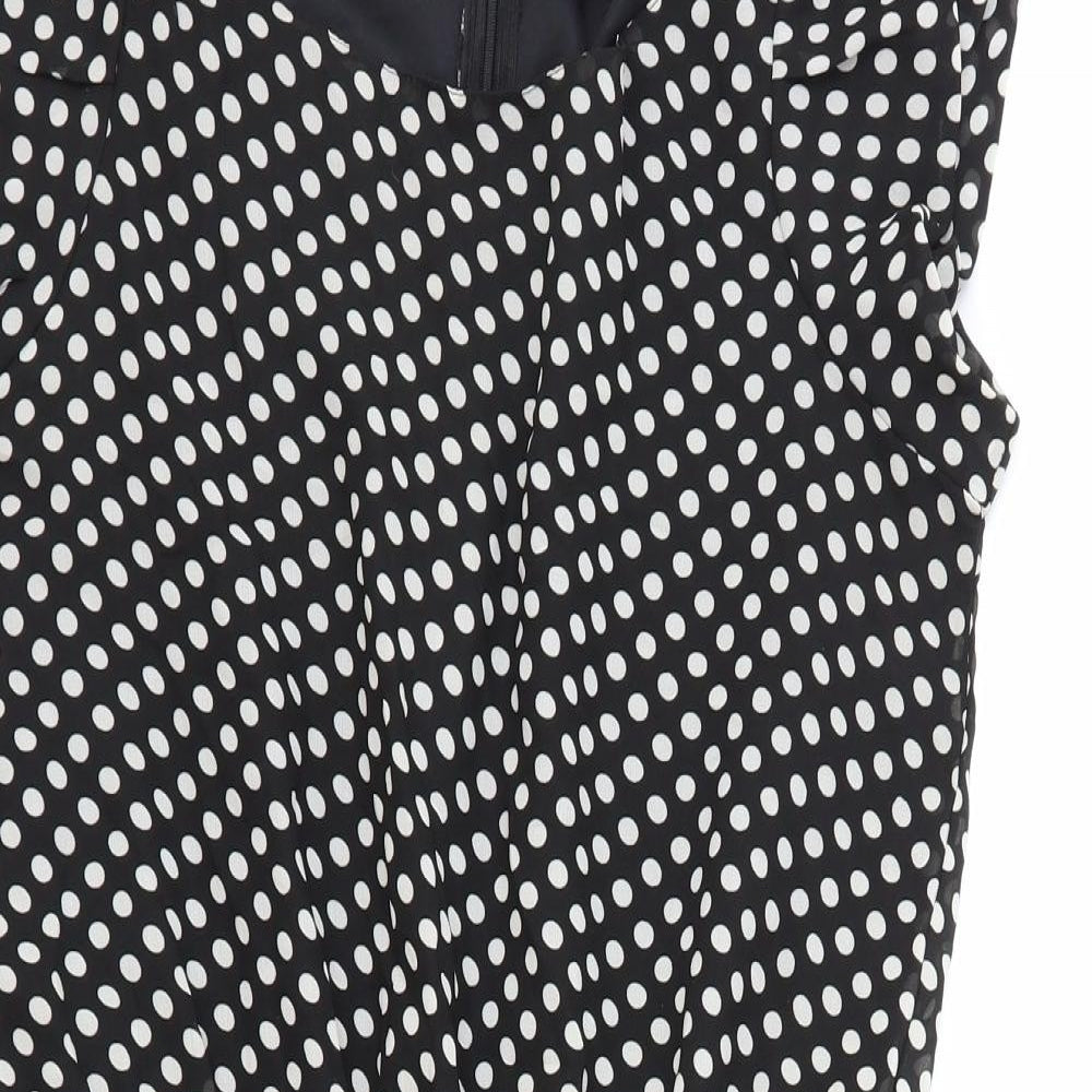 Pinky Womens Black Polka Dot Polyester Playsuit One-Piece Size L Zip