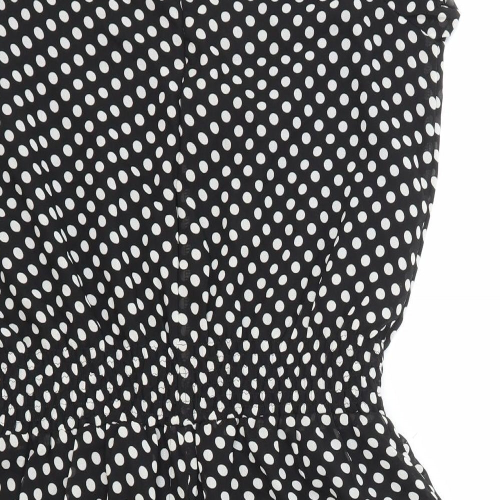 Pinky Womens Black Polka Dot Polyester Playsuit One-Piece Size L Zip