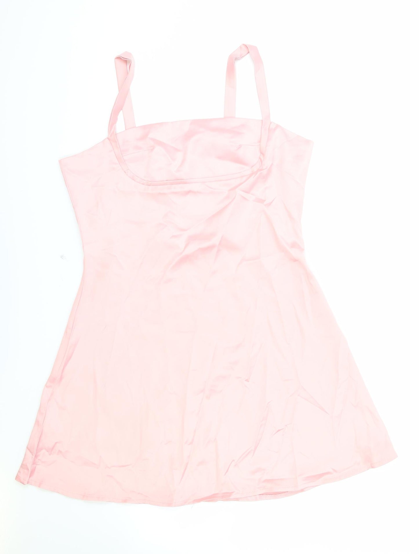 Preworn Womens Pink Polyester A-Line Size L Square Neck Zip