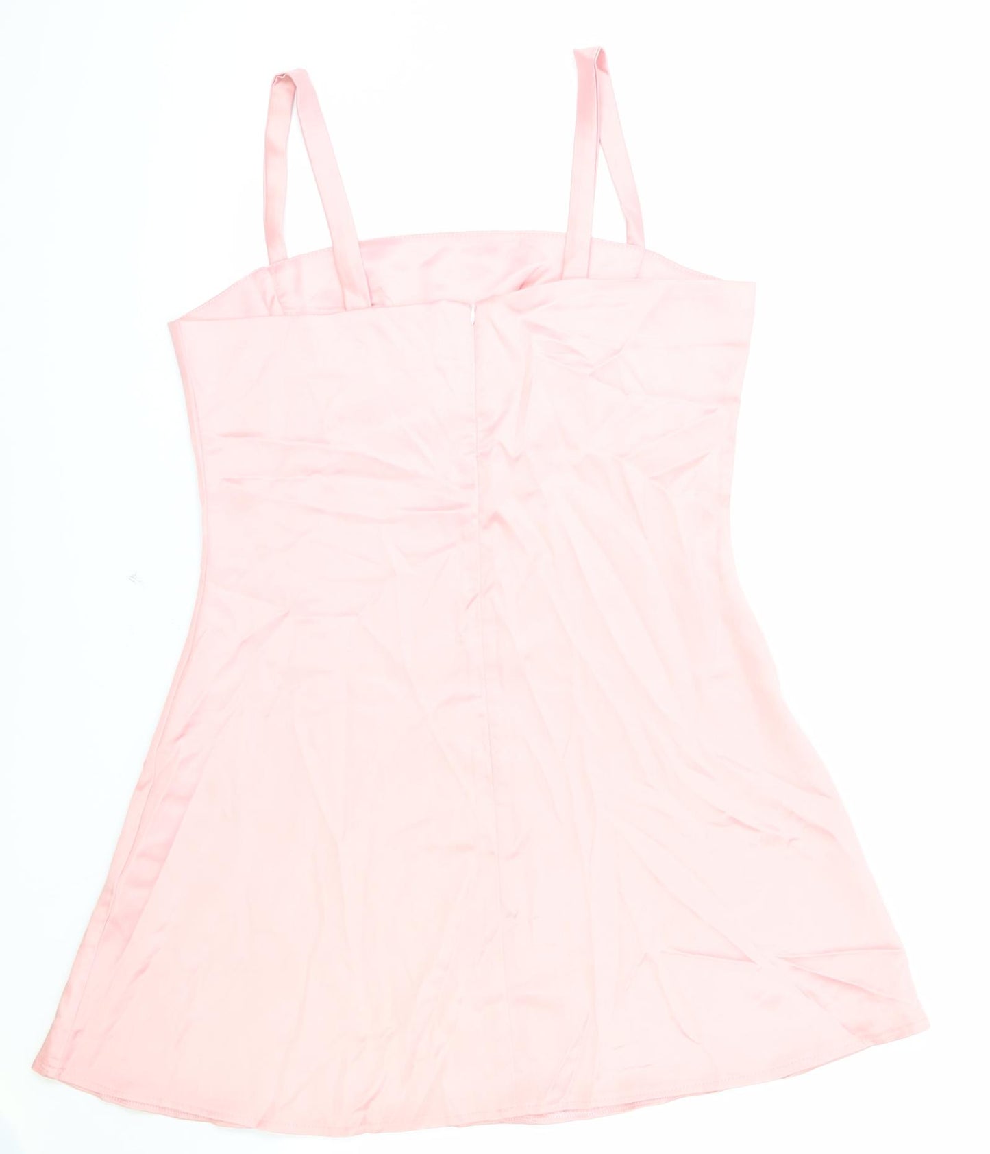 Preworn Womens Pink Polyester A-Line Size L Square Neck Zip