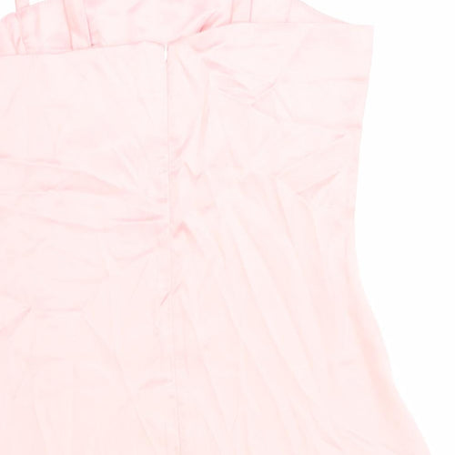 Preworn Womens Pink Polyester A-Line Size L Square Neck Zip