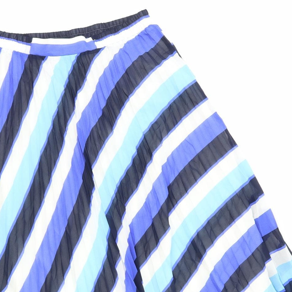 Marks and Spencer Womens Blue Striped Polyester A-Line Skirt Size 10