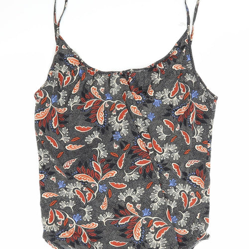 H&M Womens Black Paisley Polyester Basic Tank Size M Round Neck