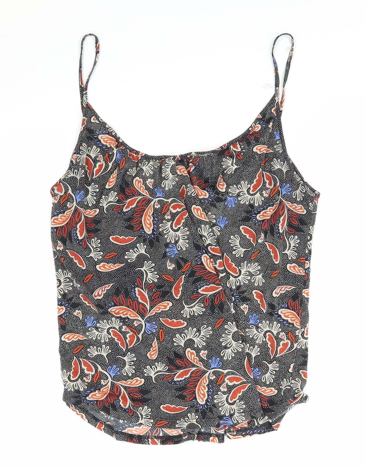 H&M Womens Black Paisley Polyester Basic Tank Size M Round Neck